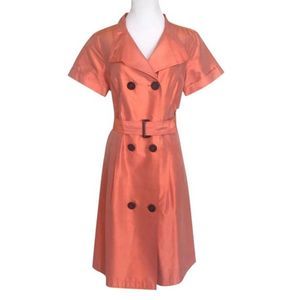 Rickie Freeman for Teri Jon 100% Silk Belted Midi Shirt Dress Size 14